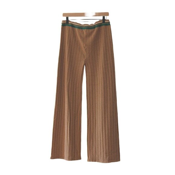 Monrow Wool Cashmere Ribbed Light Brown Pants Size Large‎ NWT - Picture 2 of 6